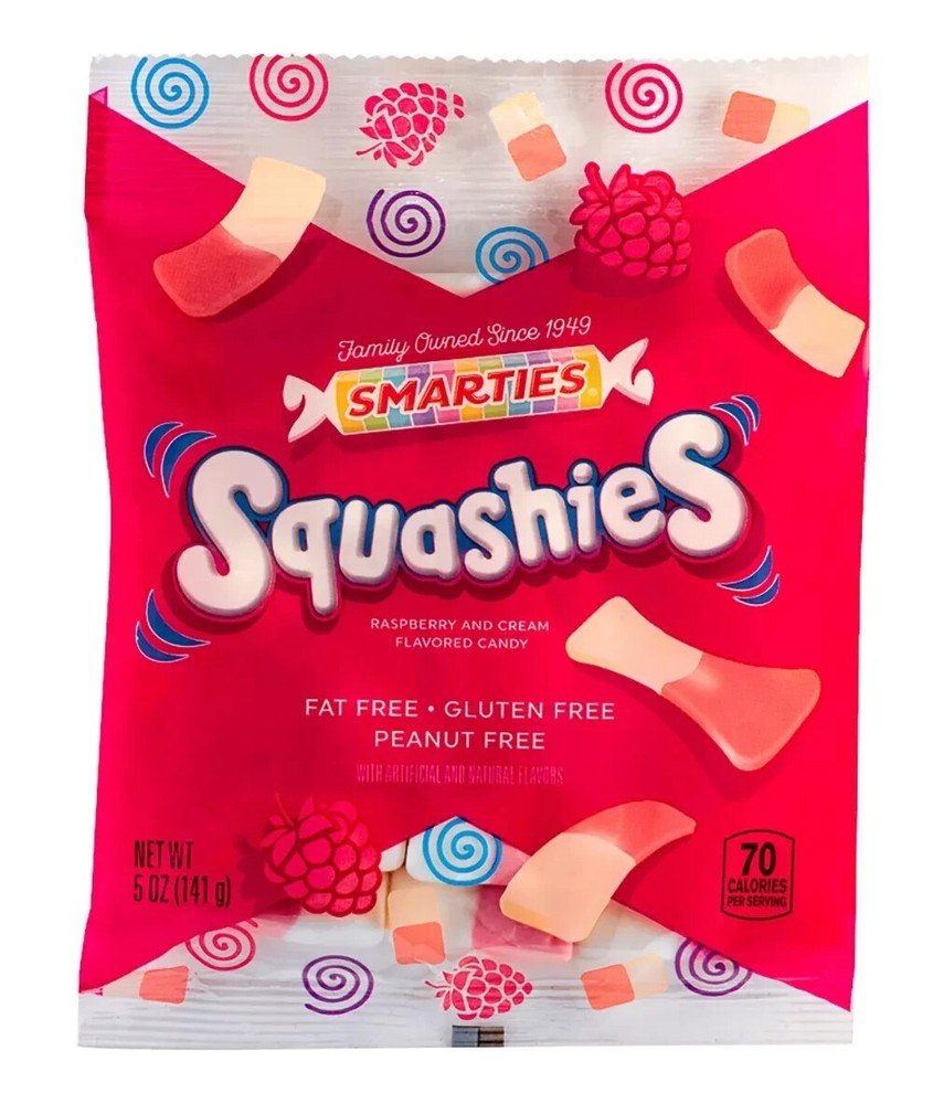 Smarties Squashies Raspberry & Cream Flavor – 5oz – 1 Bag 2 Bags or 3 Bags