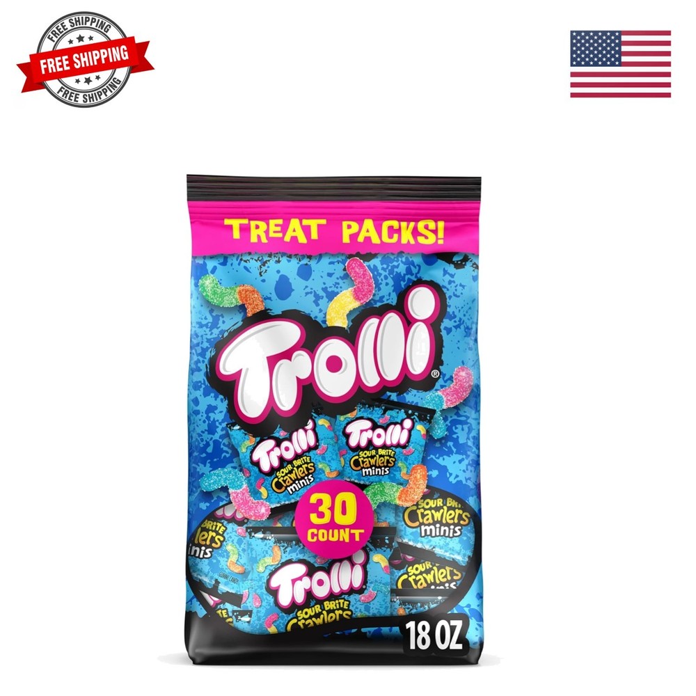 Mini Sour Brite Crawlers Candy, Cherry-Lemon, Strawberry-Grape & Orange-Lime,…