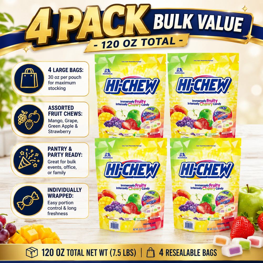 4 Pack Hi-Chew Fruit Chews, Original Mix, 30 oz