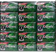 4X Clorets Mint Flavored Gum ( goma chicle ) 4 Boxes Of 60 Packets Ea -Free Ship