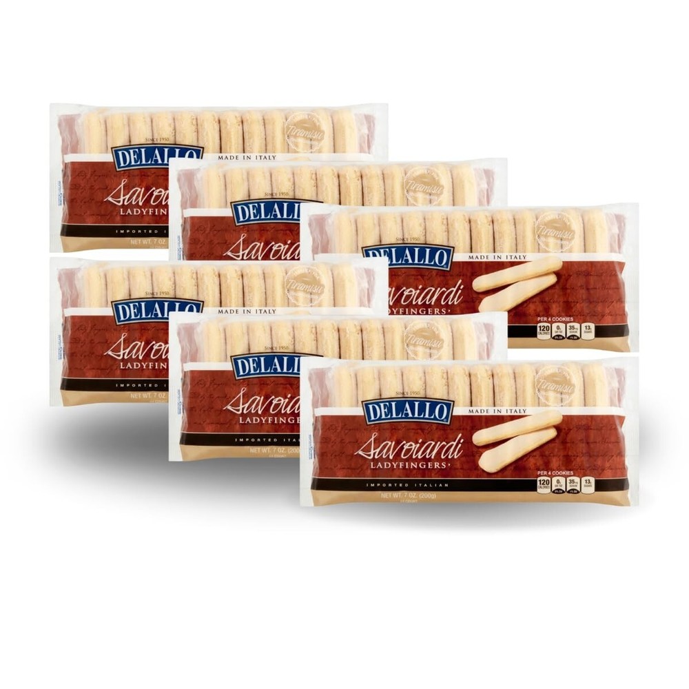 DeLallo Savoiardi Lady Fingers, 7.06 oz., For Tiramisu, Baked In Italy (6-Pack)
