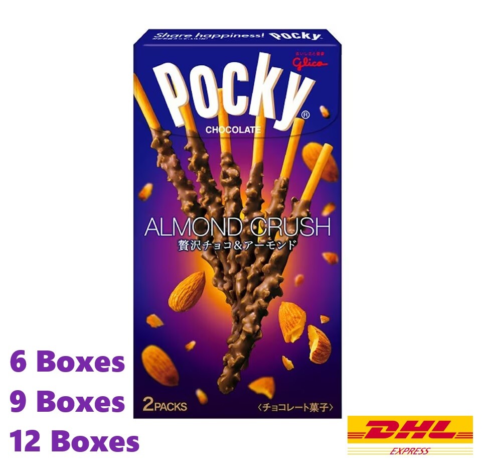 Pocky Almond Crush Chocolate Flavor Glico Biscuit Sticks Snacks Set 6 / 9 / 12