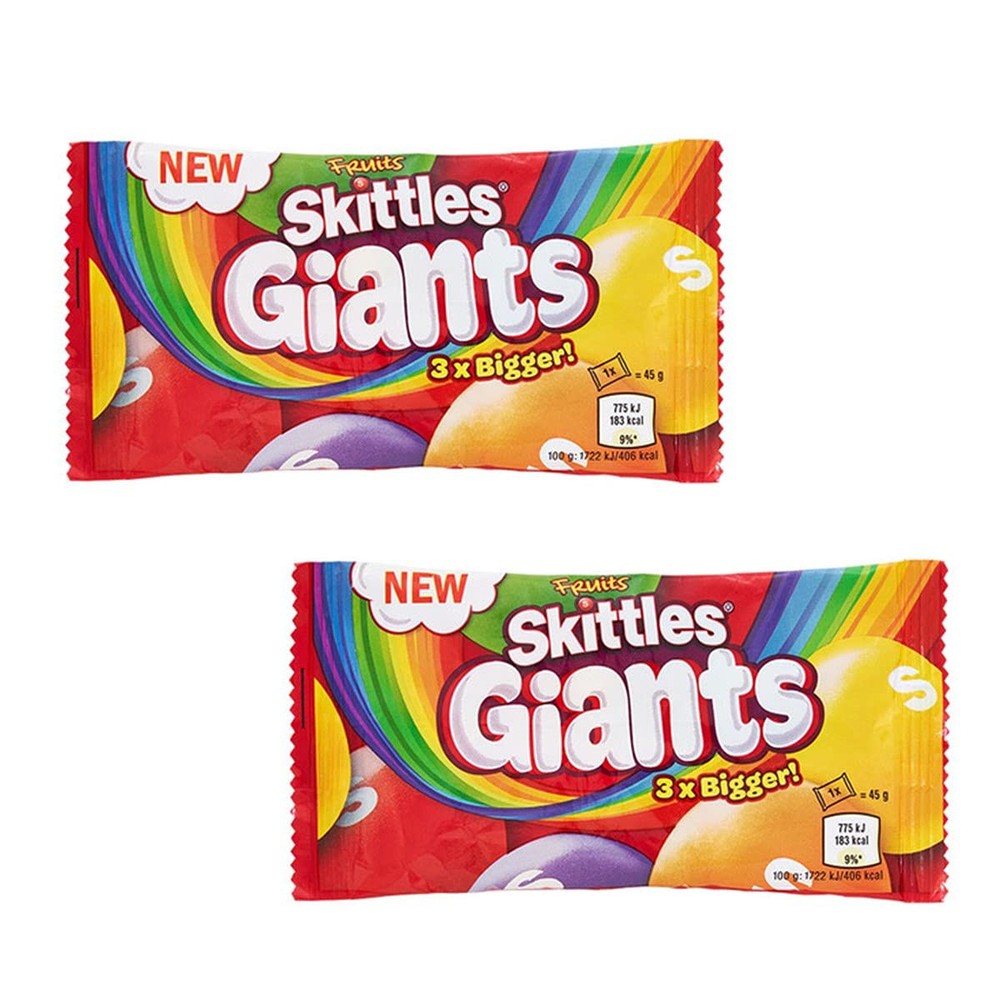 Skittles Fruits Giants Pack of 1 1.58 Oz Lime Orange Strawberry Candy