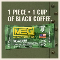 MEG Gum – Military Energy Gum | 100mg of Caffeine Per Piece – 15 piece Sample Pa