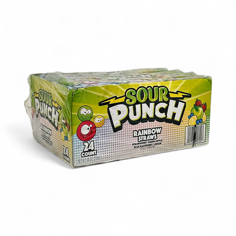 Sour Punch Rainbow Straws Chewy Candy 2oz 24-Pack