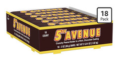 5TH AVENUE Chocolatey Coated Crunchy Peanut Butter Candy Bars, 2 oz ( 18 Count)