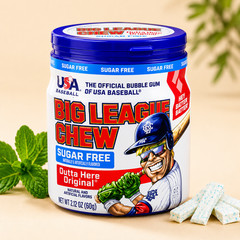 Big League Chew Sugar Free Outta Here Original Bubble Gum 2.12oz USA Baseball