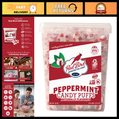 Soft Peppermint Puffs Candy – Individually Wrapped Mints, 52 oz Tub, Sweet Treat