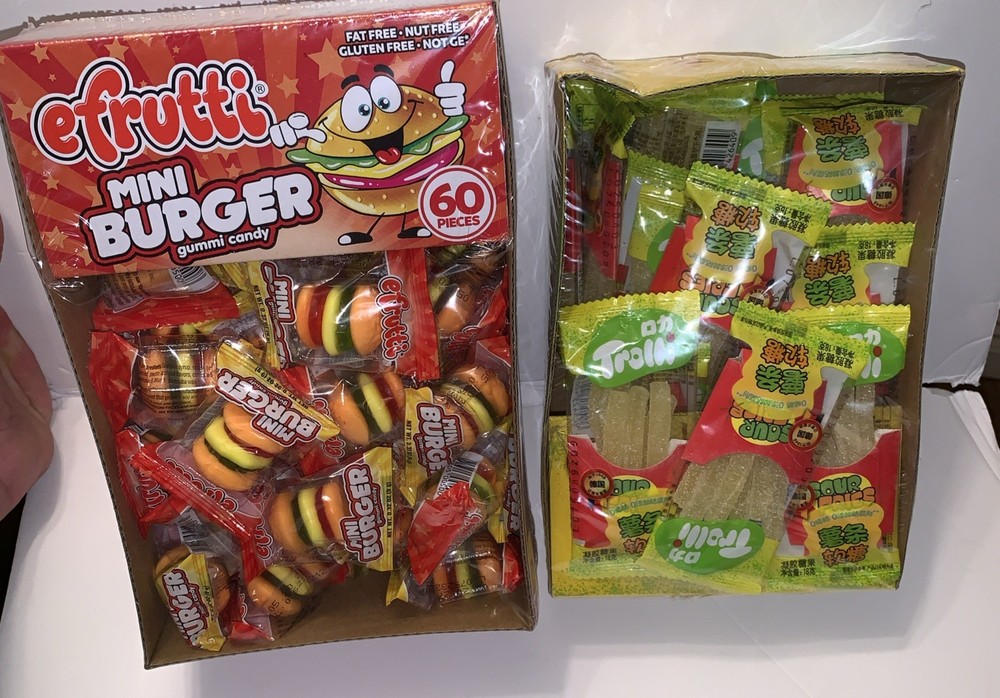 Burger & Fries Gumny Candy Efrutti Trolli Chewy Sweet Sugar Kids Party Fun Snack