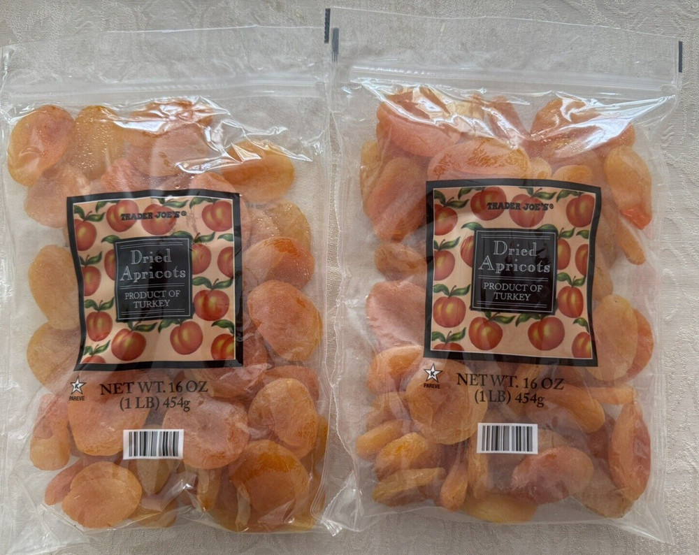 2 Packs Trader Joe’s Dried Apricots Product Of Turkey 16 oz Each Bag Total 32 oz