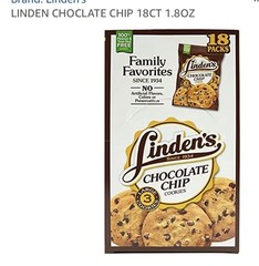 Linden’s Chocolate Chip Cookies 1.8oz 18 Pack Chocolate Flavor Pantry