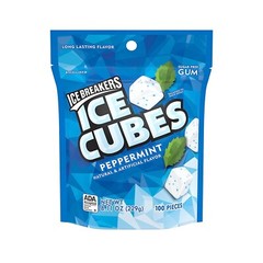 ICE BREAKERS ICE CUBES Peppermint With Cooling Crystals, 8.11 oz (100 Pieces)
