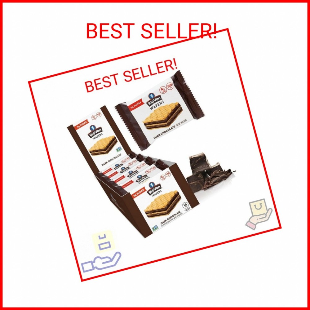 Rip Van Dark Chocolate Wafer Cookies – Healthy Snacks – Non GMO, Keto, Low Carb,