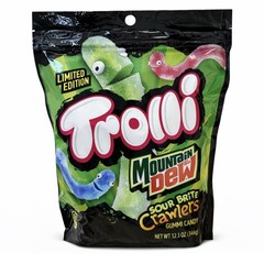 Trolli x Mountain Dew Sour Brite Crawlers Gummy Worms 12.3oz Bag Limited Edition