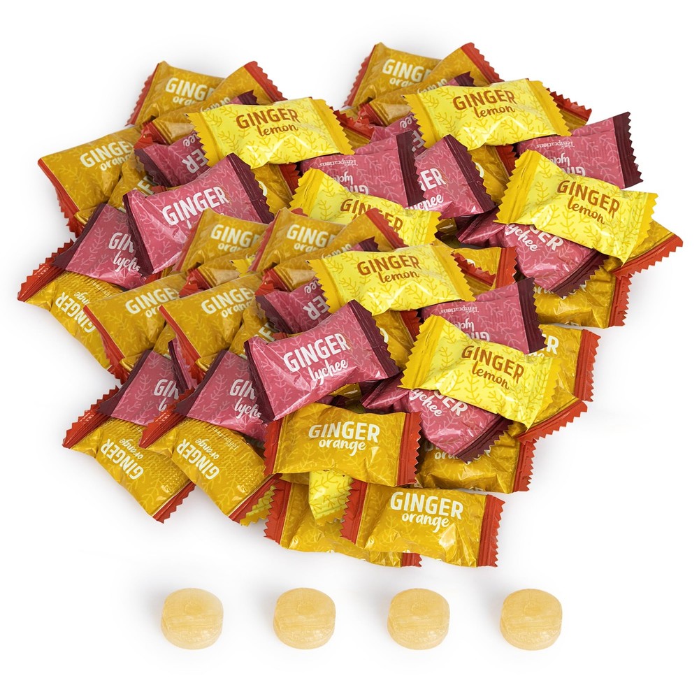Ginger Candy Assorted Fruit Flavors, 2 lb bag, Individually Wrapped Healthy C…