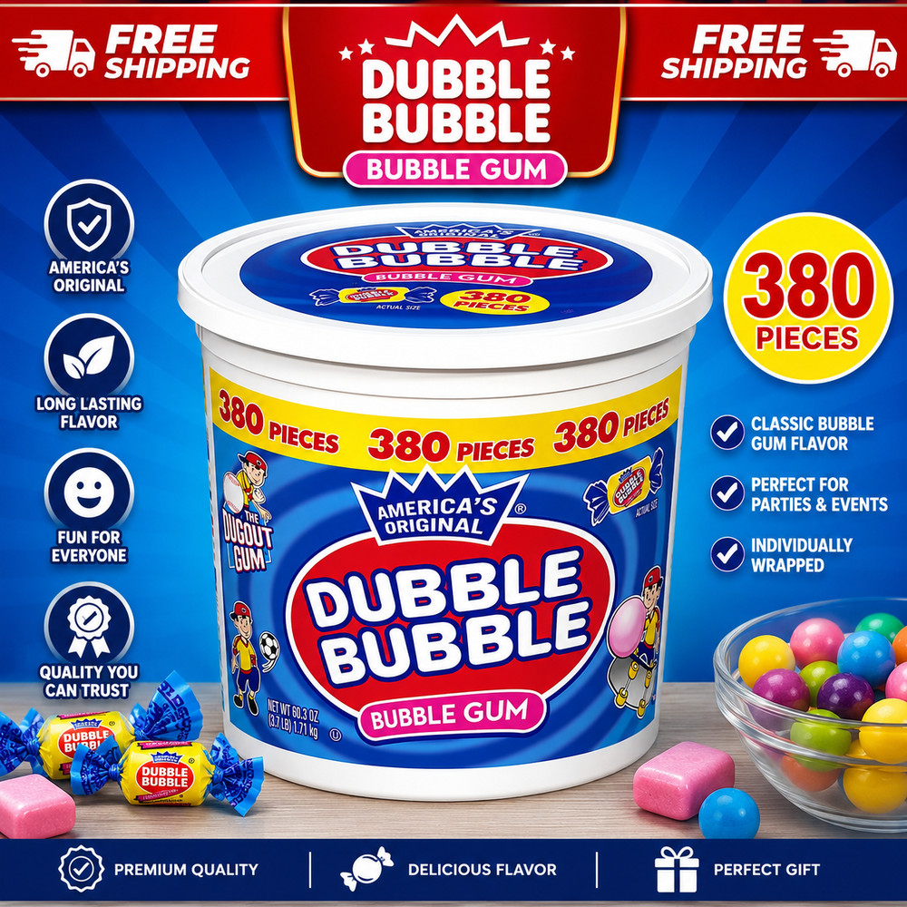 Dubble Bubble Bubble Gum 380 Pieces – Original Flavor Bulk Tub. Free Shipping