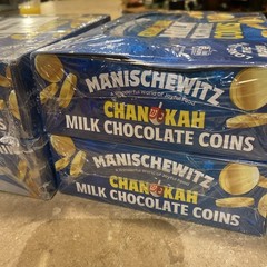 96x -Manischewitz Chanukah Milk Chocolate Coins Gelt 4 Boxes 24 Bags Bulk 8/27