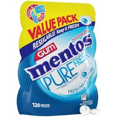 Mentos Pure Fresh Sugar-Free Chewing Gum with Xylitol,120 Piece Bulk Resealable