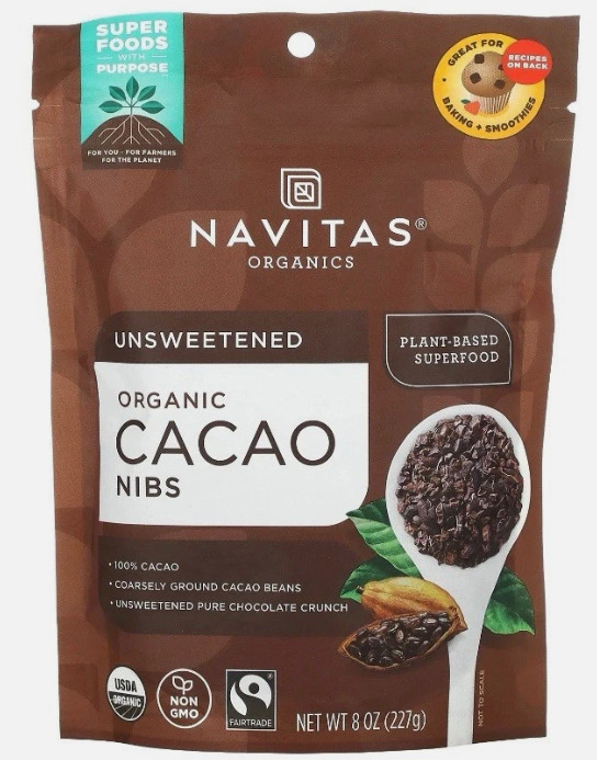 Navitas Organic Cacao Nibs, Unsweetened 8 Oz – 100% Cacao