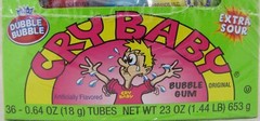 Cry Baby Bubble Gum Box of 36 Tubes Extra Sour Cry Babies Bulk 1.44 LBS