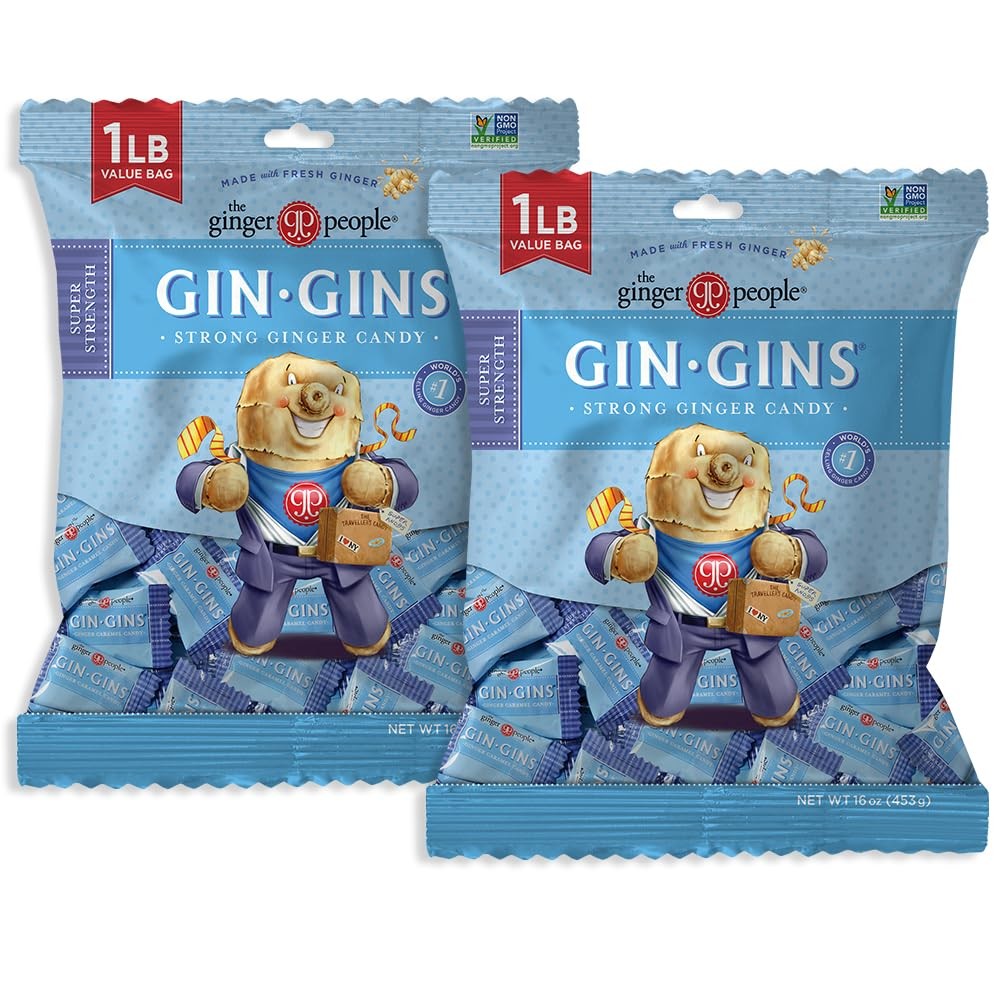 Natural Ginger Candy – Super Strength Individually Wrapped – 1 lb Bag (Pack of
