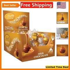 Gourmet LINDOR Caramel Chocolate Truffles, 25.4 oz. Luxurious Treat, 60 Count