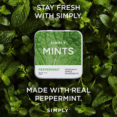 SIMPLY MINTS Natural Peppermint Breath Mints, 6 Pack (180 Pieces), Made with Rea
