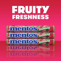 Mentos Chewy Mint Candy Roll, Strawberry, Non Melting, Party,15 Count