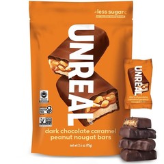 Unreal Dark Chocolate Caramel Peanut Nougat Bars 3.4 oz Bag
