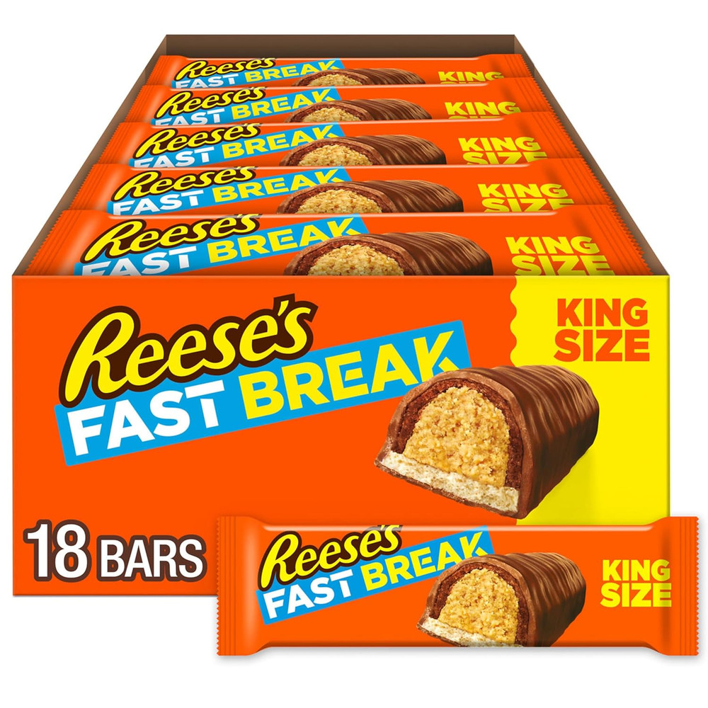 FAST BREAK Chocolate, Peanut Butter and Nougat King Size, Candy Bars, 3.5 Oz (18