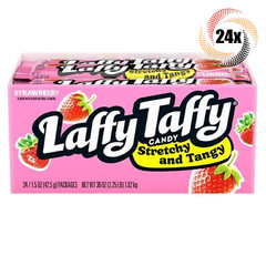 Full Box 24x Bars Laffy Taffy Strawberry Fresa Stretchy & Tangy Candy | 1.5oz