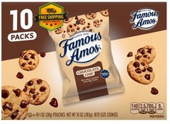 Famous Amos Chocolate Chip Cookies Bite Size 10 Pack 1 oz Bags