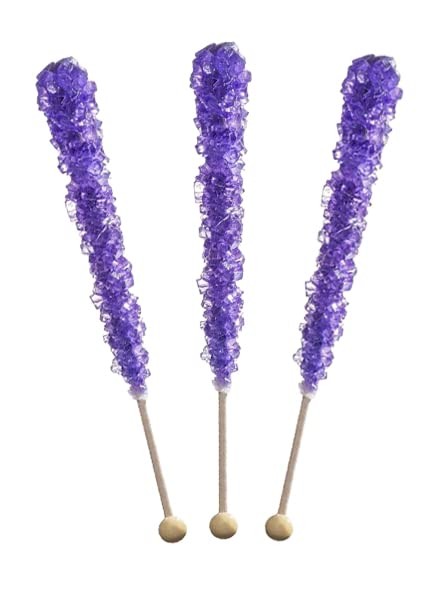 Purple Rock Candy on a Stick (72 Pack) – BULK Grape Pure Sugar Crystal Rock S…