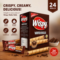 12 Boxes Hilal Wispy Wafer Rolls Chocolate Cream 24 Packs/Box 288 Snack Packs