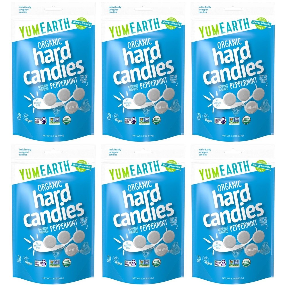 YumEarth Organic Wild Peppermint Hard Candy, 3.3 Ounce (Pack of 6)