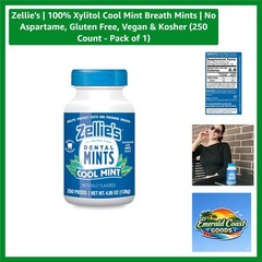 Zellie’s Cool Mint Breath Mints – 250 Count Xylitol Oral Health Support