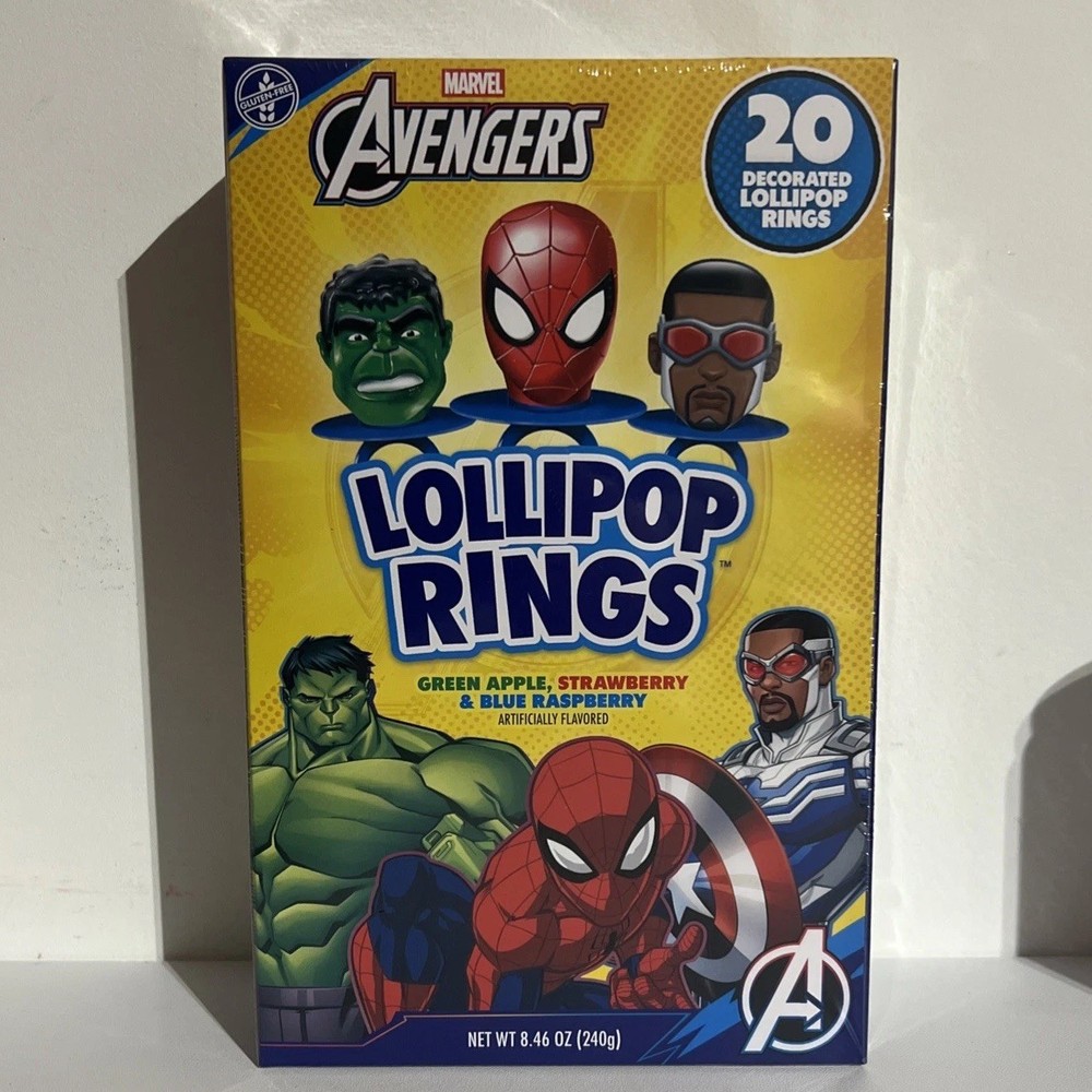 Marvel Superhero Themed Lollipop Rings Kids Birthday Party Favor Candy 20 Count