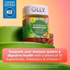 OLLY Supergood Superfoods Gummies, Supports Immune 1 Count (Pack of 60), Red