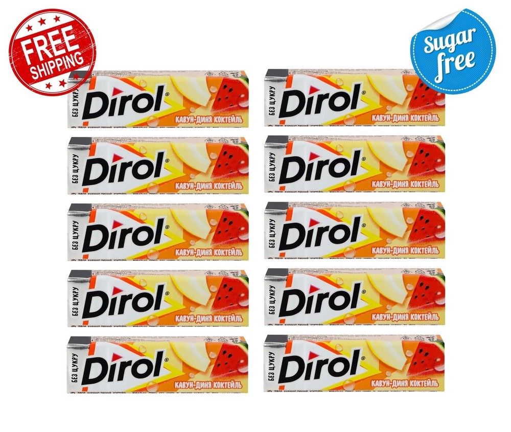 10×14g Dirol Gum Watermelon Melon – Sugar-Free Chewing Gum – Fruity Flavor