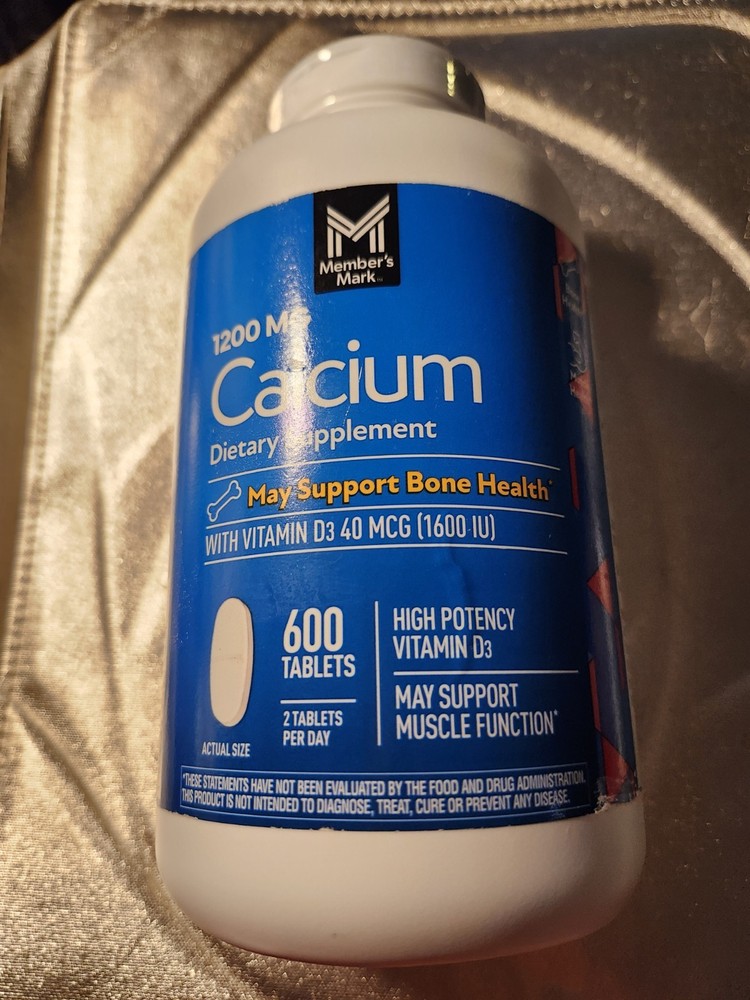Member’s Mark Calcium w/ Vitamin D3 1200 MG Tablets, 600 count SEALED Exp 05/27
