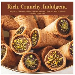 Beemax Dubai Style Mini Chocolate Cones | Waffle Cones Filled with Pistachio Cre