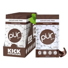 PUR Chocolate Mint Chewing Gum Sugar Free 55 Count Pack of 12 Keto Friendly