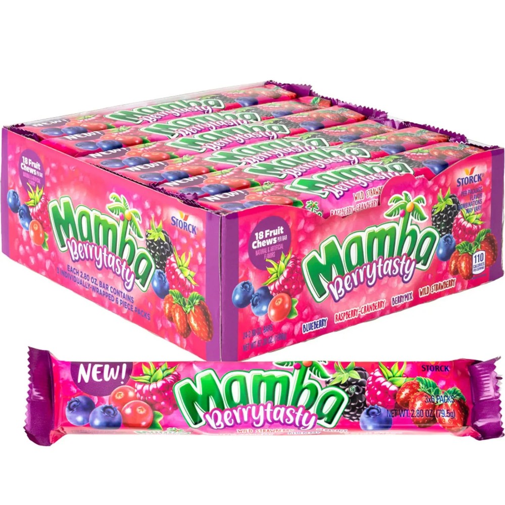Mamba Berrytasty Chews Candy, 18 Pieces (Pack of 24) – 1 Box