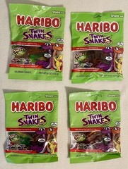 Haribo Twin Snakes Sweet & Sour Gummi Candy 4 oz Bags Share Size (4 Pack) NEW