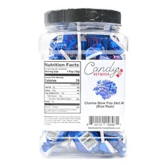 Charms Blow Pop Individually Wrapped 24 Count Reusable 44oz Jar Blue Razz Berry