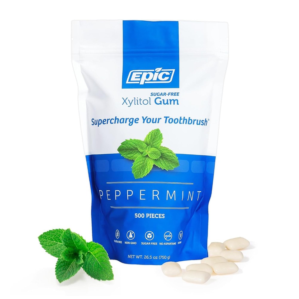Epic 100% Xylitol Peppermint Chewing Gum – Sugar Free, 500 Count (Pack of 1)