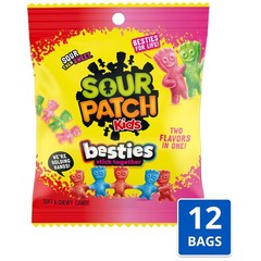 Besties 2 Flavors in 1 Soft & Chewy Gummy Candy, Bulk Candy, 12-3.18 oz Bags