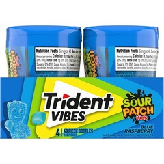 Trident Vibes SOUR PATCH KIDS Blue 40 Count (Pack of 4), Blue,Crunchy