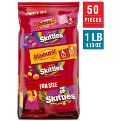 Skittles & Starburst Fun Size Chewy Candy Variety Bag, Party Size – 20.13 oz