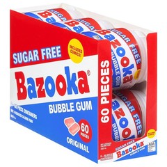 Bazooka Sugar Free Bubble Gum 60 Count to Go Cup Pack of 6 Pink Chewing Gum